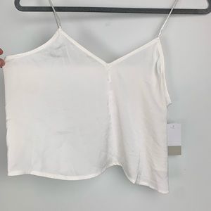 NWT Size XS Semi Sheer White Crop Top Loose w/ Satin Straps